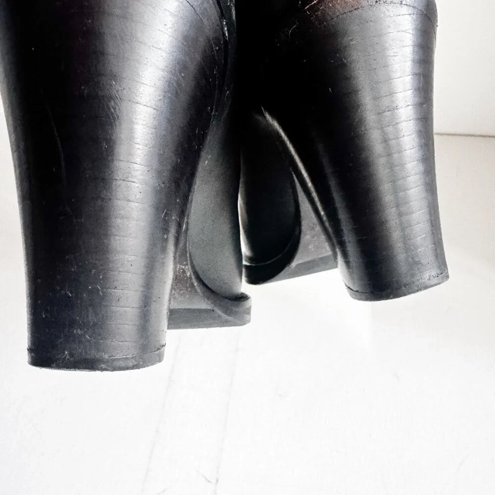 ACNE Black Gunmetal Grey Short leather Booties 38